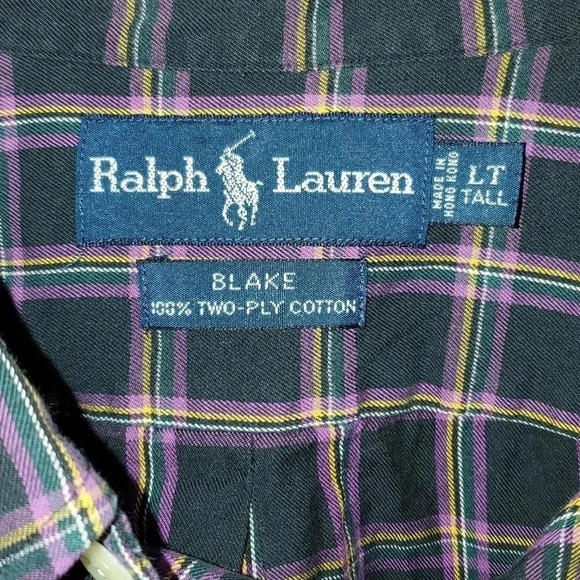 Polo by Ralph Lauren Men’s Blake 2-Ply Long Sleeve Button Up Check Shirt Black - Picture 2 of 8